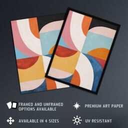 "Artery8 Retro Mid Century Modern Geometric Colour Pattern Wall Art Print - Size: W12"" x H16""" - thumbnail 2