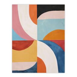 "Artery8 Retro Mid Century Modern Geometric Colour Pattern Wall Art Print - Size: W12"" x H16""" - thumbnail 1