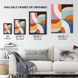 "Artery8 Retro Mid Century Modern Geometric Colour Pattern Wall Art Print - Size: W12"" x H16""" - thumbnail 3