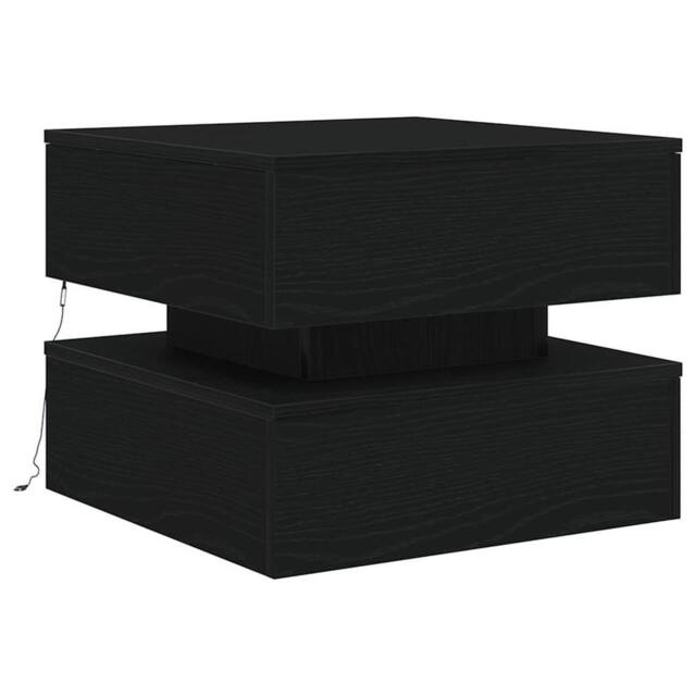 Berkfield Home Modern Coffee Table with LED Lights Black Oak 50x50x40 cm - Size: 50 x 50 x 40 cm - image 1