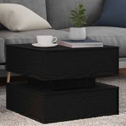 Berkfield Home Modern Coffee Table with LED Lights Black Oak 50x50x40 cm - Size: 50 x 50 x 40 cm - thumbnail 2