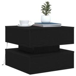 Berkfield Home Modern Coffee Table with LED Lights Black Oak 50x50x40 cm - Size: 50 x 50 x 40 cm - thumbnail 6