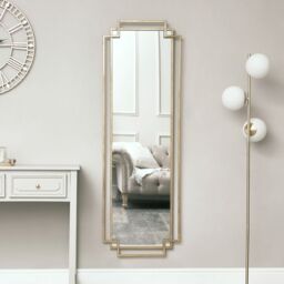 Melody Maison Gold Art Deco Wall Mirror 142cm X 47cm - Size: 142 cm X 47 cm - thumbnail 3