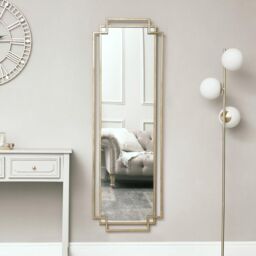Melody Maison Gold Art Deco Wall Mirror 142cm X 47cm - Size: 142 cm X 47 cm - thumbnail 2