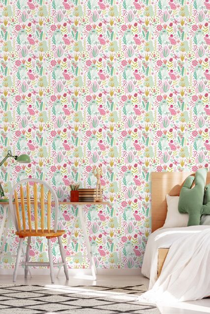 Hoopla Walls Bug Garden 10m Matt Wallpaper in Pink - image 1