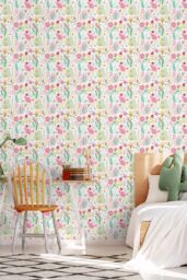 Hoopla Walls Bug Garden 10m Matt Wallpaper in Pink