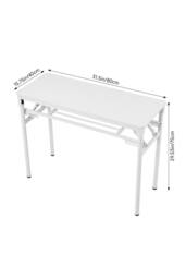 Living and Home Foldable 80 x 40cm 2-tier Office Desk with Adjustable Foot Pads in White - Size: 80 x 40 cm - thumbnail 2