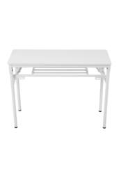 Living and Home Foldable 80 x 40cm 2-tier Office Desk with Adjustable Foot Pads in White - Size: 80 x 40 cm - thumbnail 3