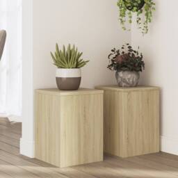 Berkfield Home Plant Stands 2 pcs Sonoma Oak 25x25x35 cm Engineered Wood in Light Tan - Size: 25 x 25 x 35 cm - thumbnail 2