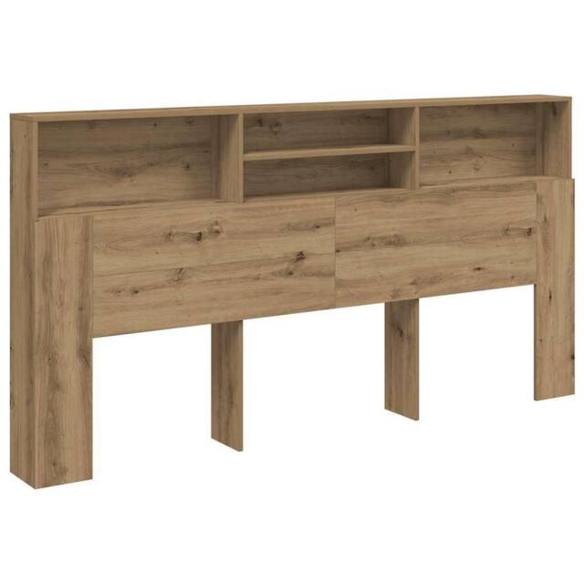 Berkfield Home Headboard Cabinet Artisian Oak 200x19x103.5 cm Engineered Wood in Brown - image 1