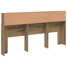 Berkfield Home Headboard Cabinet Artisian Oak 200x19x103.5 cm Engineered Wood in Brown - thumbnail 6