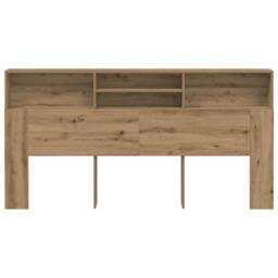 Berkfield Home Headboard Cabinet Artisian Oak 200x19x103.5 cm Engineered Wood in Brown - thumbnail 4