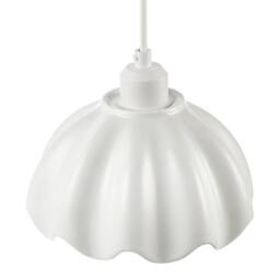 Happy Homewares Opal White Gloss Ceramic Pendant Light Shade with Rippled Scallop Edge - thumbnail 3