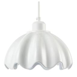 Happy Homewares Opal White Gloss Ceramic Pendant Light Shade with Rippled Scallop Edge - thumbnail 4