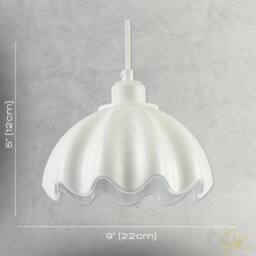 Happy Homewares Opal White Gloss Ceramic Pendant Light Shade with Rippled Scallop Edge - thumbnail 7