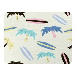 Benjamin Tate Design Surf Boards & Palm Trees Blanket in Natural - Size: 120 cm x 150 cm - thumbnail 1