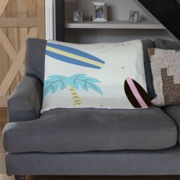 Benjamin Tate Design Surf Boards & Palm Trees Blanket in Natural - Size: 120 cm x 150 cm - thumbnail 2