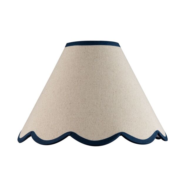 Happy Homewares Scallop Edge Natural Textured Linen Coolie Lamp Shade with Cotton Trims in Midnight - Size: 12 inches - image 1