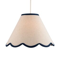 Happy Homewares Scallop Edge Natural Textured Linen Coolie Lamp Shade with Cotton Trims in Midnight - Size: 12 inches - thumbnail 2