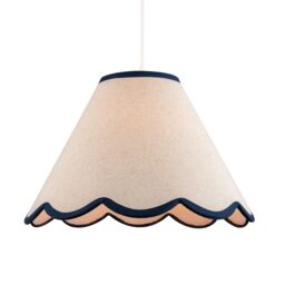 Happy Homewares Scallop Edge Natural Textured Linen Coolie Lamp Shade with Cotton Trims in Midnight - Size: 12 inches - thumbnail 4