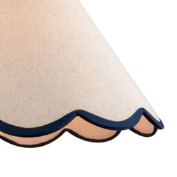 Happy Homewares Scallop Edge Natural Textured Linen Coolie Lamp Shade with Cotton Trims in Midnight - Size: 12 inches - thumbnail 8
