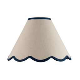 Happy Homewares Scallop Edge Natural Textured Linen Coolie Lamp Shade with Cotton Trims in Midnight - Size: 12 inches