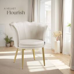 tectake Armchair Stella 1 - Velvet Look Cream/Gold in Cream - Size: 1 Pack - thumbnail 8