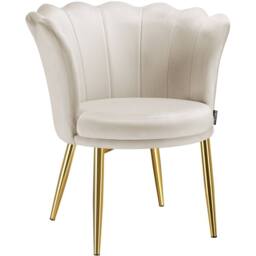 tectake Armchair Stella 1 - Velvet Look Cream/Gold in Cream - Size: 1 Pack