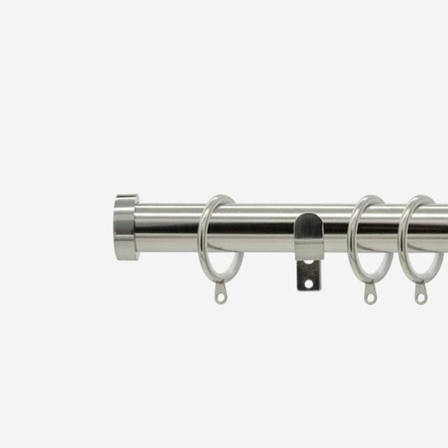New Edge Blinds Stainless Steel 28mm Stud Fixed Length Metal Curtain Pole in Light Grey - Size: 430 cm - image 1