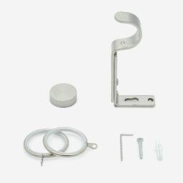 New Edge Blinds Stainless Steel 28mm Stud Fixed Length Metal Curtain Pole in Light Grey - Size: 430 cm - thumbnail 3