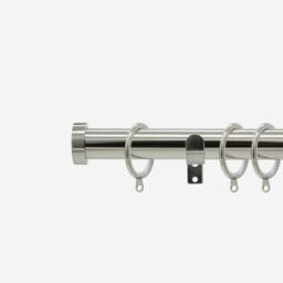 New Edge Blinds Stainless Steel 28mm Stud Fixed Length Metal Curtain Pole in Light Grey - Size: 430 cm - thumbnail 1