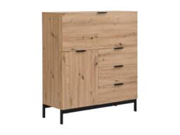 Vente-unique Secretary Desk With 2 Doors & 3 Drawers - MDF & Metal - Colour: in Light Oak - thumbnail 5