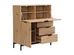 Vente-unique Secretary Desk With 2 Doors & 3 Drawers - MDF & Metal - Colour: in Light Oak - thumbnail 7