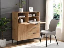 Vente-unique Secretary Desk With 2 Doors & 3 Drawers - MDF & Metal - Colour: in Light Oak