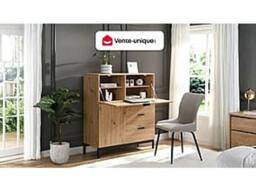 Vente-unique Secretary Desk With 2 Doors & 3 Drawers - MDF & Metal - Colour: in Light Oak - thumbnail 4