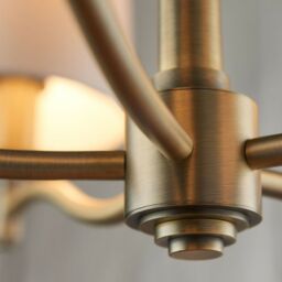 Loops Multi Light Ceiling Pendant 5 Bulb ANTIQUE BRASS & WHITE Chandelier Lamp Shade - thumbnail 5