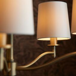 Loops Multi Light Ceiling Pendant 5 Bulb ANTIQUE BRASS & WHITE Chandelier Lamp Shade - thumbnail 4
