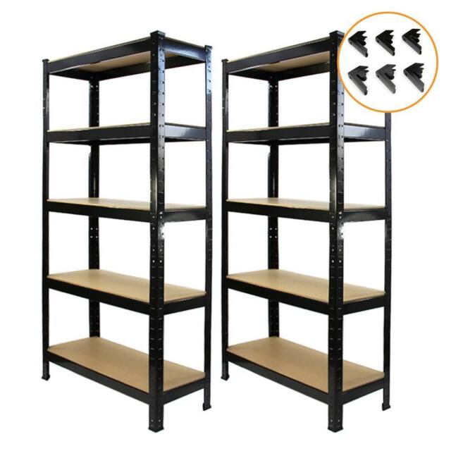 Monstershop 2 x T-RAX Black Metal Racking Units 75cm x 150cm x 30cm with Free Bay - Size: 75 cm x 150 cm x 30 cm - image 1