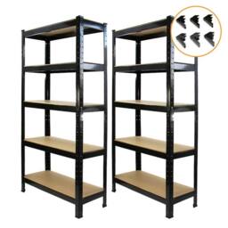 Monstershop 2 x T-RAX Black Metal Racking Units 75cm x 150cm x 30cm with Free Bay - Size: 75 cm x 150 cm x 30 cm