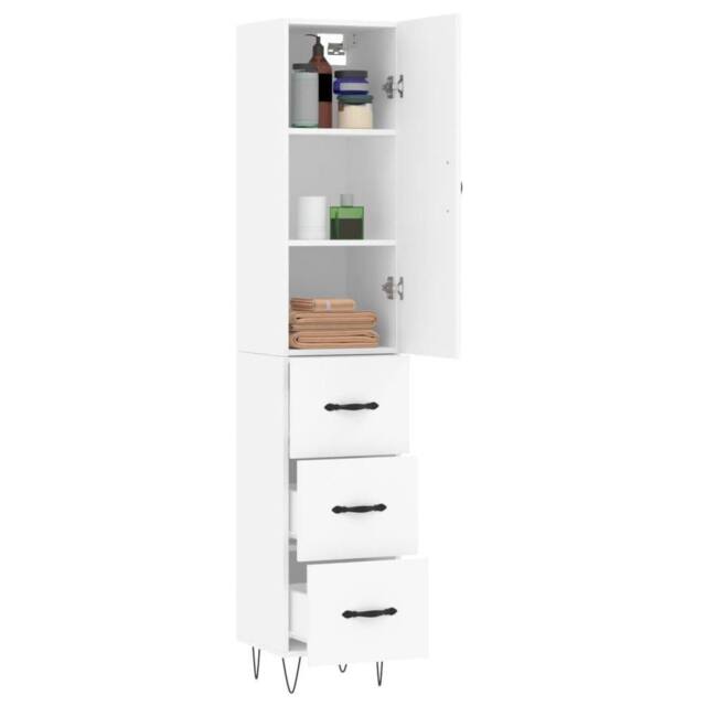 Berkfield Home Highboard White 34.5x34x180 cm Engineered Wood - image 1