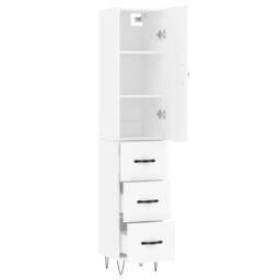Berkfield Home Highboard White 34.5x34x180 cm Engineered Wood - thumbnail 4