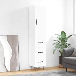 Berkfield Home Highboard White 34.5x34x180 cm Engineered Wood - thumbnail 2