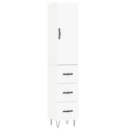 Berkfield Home Highboard White 34.5x34x180 cm Engineered Wood - thumbnail 3