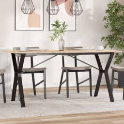 Berkfield Home Dining Table Legs Y-Frame 140x60x73 cm Steel in Black - Size: 140 x 60 x 73 cm - thumbnail 2