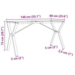 Berkfield Home Dining Table Legs Y-Frame 140x60x73 cm Steel in Black - Size: 140 x 60 x 73 cm - thumbnail 9