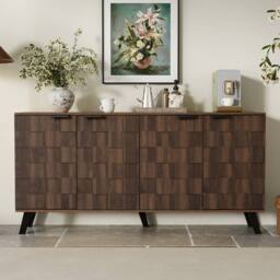 STILVORA Sideboard Storage with wooden structure in wood finish in Brown - thumbnail 8