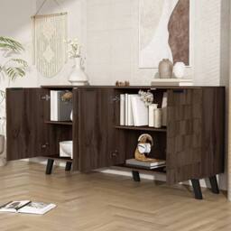 STILVORA Sideboard Storage with wooden structure in wood finish in Brown - thumbnail 2