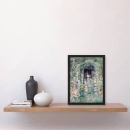 Artery8 Childe Hassam Framed Wall Art The Garden In Its Glory Floral Painting in Green - Size: A4 - thumbnail 2