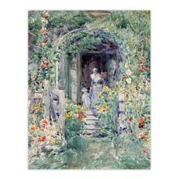 Artery8 Childe Hassam Framed Wall Art The Garden In Its Glory Floral Painting in Green - Size: A4 - thumbnail 3