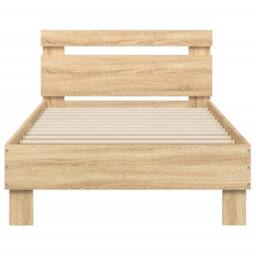 Berkfield Home Durable Bed Frame with Headboard & LED Lights Sonoma Oak 90x200 cm in Brown - thumbnail 7